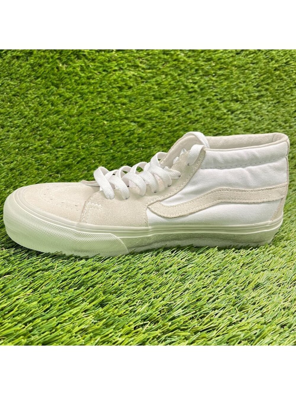 Vans Sk8-Mid VLT LX Womens Size 8.5 Mens 7 Beige White Athletic Shoes Sneakers - Picture 2 of 10